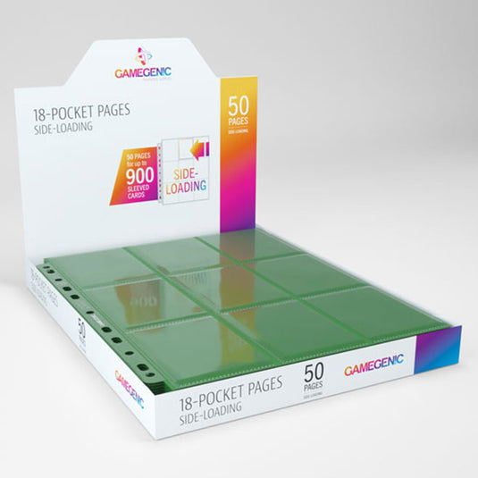 Gamegenic - Sideloading 18-Pocket Pages 50 pcs Display - Green