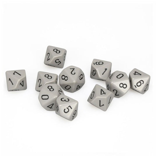 Chessex - Opaque Polyhedral D10 10-Dice Blocks - Grey/black