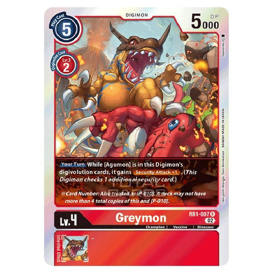 Digimon Card Game - RB-01: Resurgence Booster - Greymon - (Rare) - RB1-007