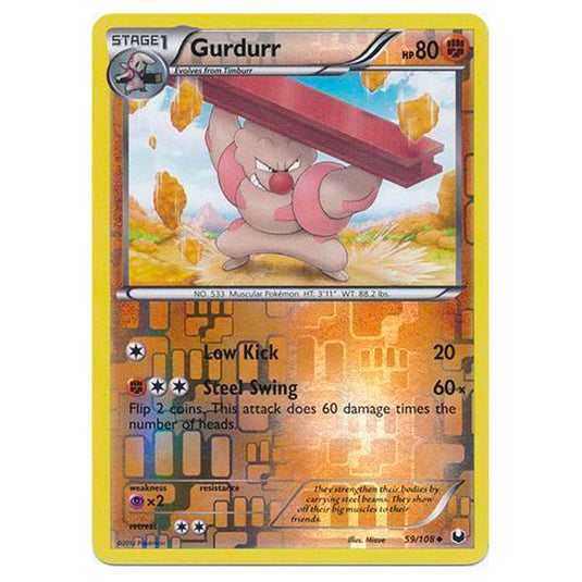 Pokemon - Black & White - Dark Explorers - (Reverse Holo) Gurdurr - 59/108