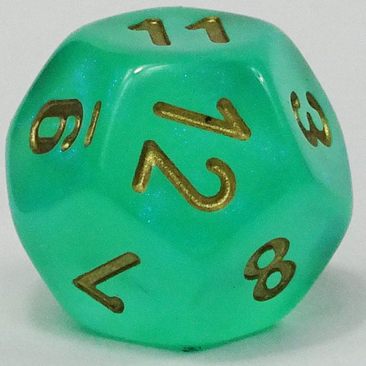 Chessex - Signature 16mm D12 - Borealis - Light Green with Gold
