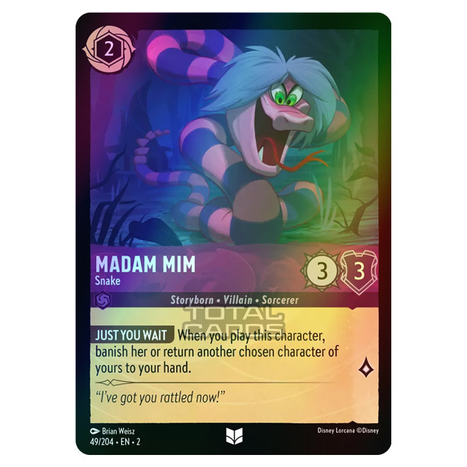 Lorcana - Rise of the Floodborn - Madam Mim - Snake (Uncommon) - 049/2 Lorcana - Rise of the Floodborn - Madam Mim - Snake (Uncommon) - 049/2
