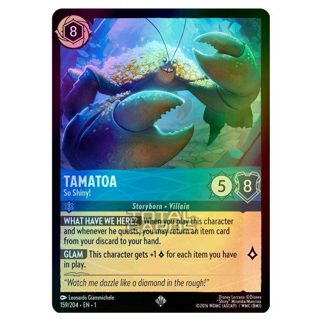 Lorcana - The First Chapter - Tamatoa - So Shiny! (Super Rare) - 159/2 Lorcana - The First Chapter - Tamatoa - So Shiny! (Super Rare) - 159/2