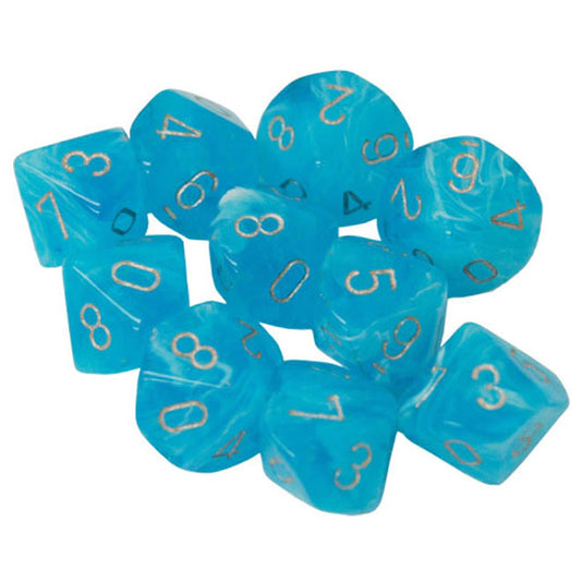 Chessex - Signature - 16mm Polyhedral D10 10-Dice Set - Luminary Sky with Silver