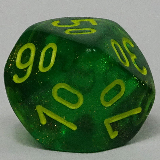 Chessex - Signature 16mm D10/100 - Borealis - Maple Green with Yellow