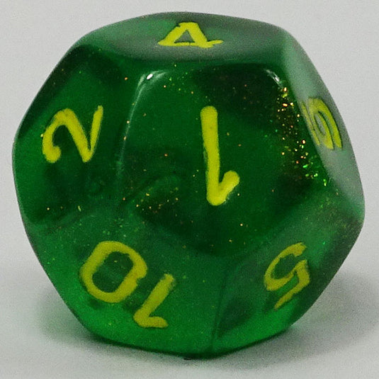 Chessex - Signature 16mm D12 - Borealis - Maple Green with Yellow