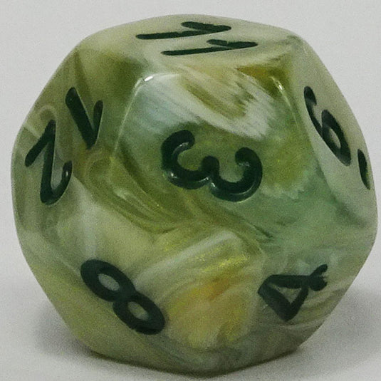 Chessex - Signature 16mm D12 - Marble - Green with Dark Green