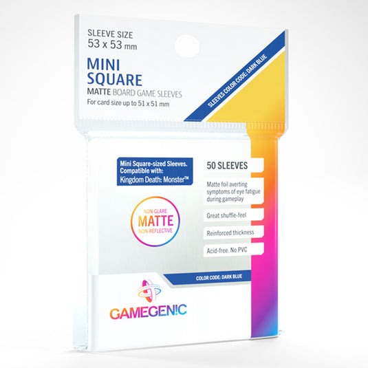 Gamegenic - MATTE Mini Square-Sized Sleeves 53 x 53 mm- Clear (50 Sleeves)