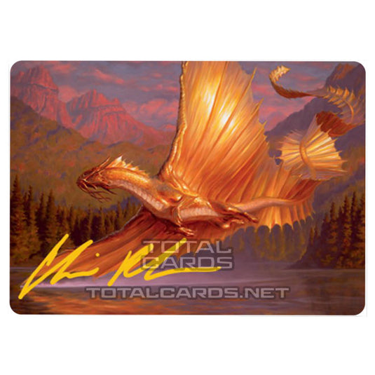 Magic The Gathering - Adventures in the Forgotten Realms - Art Series - Adult Gold Dragon - 58/81 (Signed)