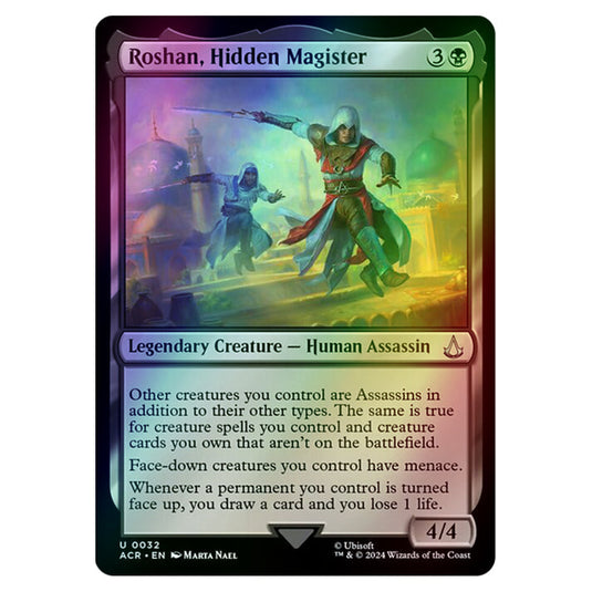 Roshan, Hidden Magister 0032 card from the Magic The Gathering set Universes Beyond - Assassin's Creed