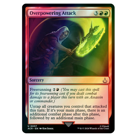 Overpowering Attack 0037 card from the Magic The Gathering set Universes Beyond - Assassin's Creed