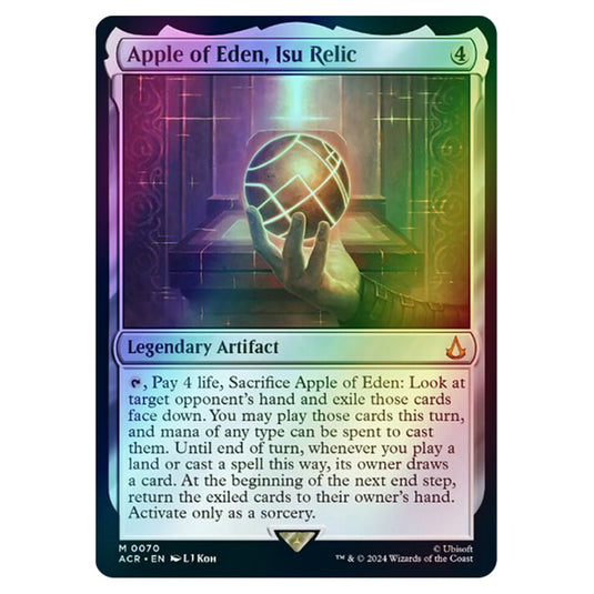 Apple of Eden, Isu Relic 0070 card from the Magic The Gathering set Universes Beyond - Assassin's Creed