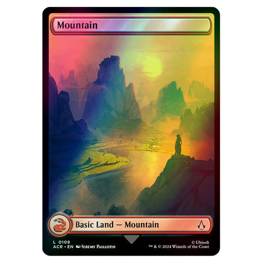 Mountain 0108 card from the Magic The Gathering set Universes Beyond - Assassin's Creed