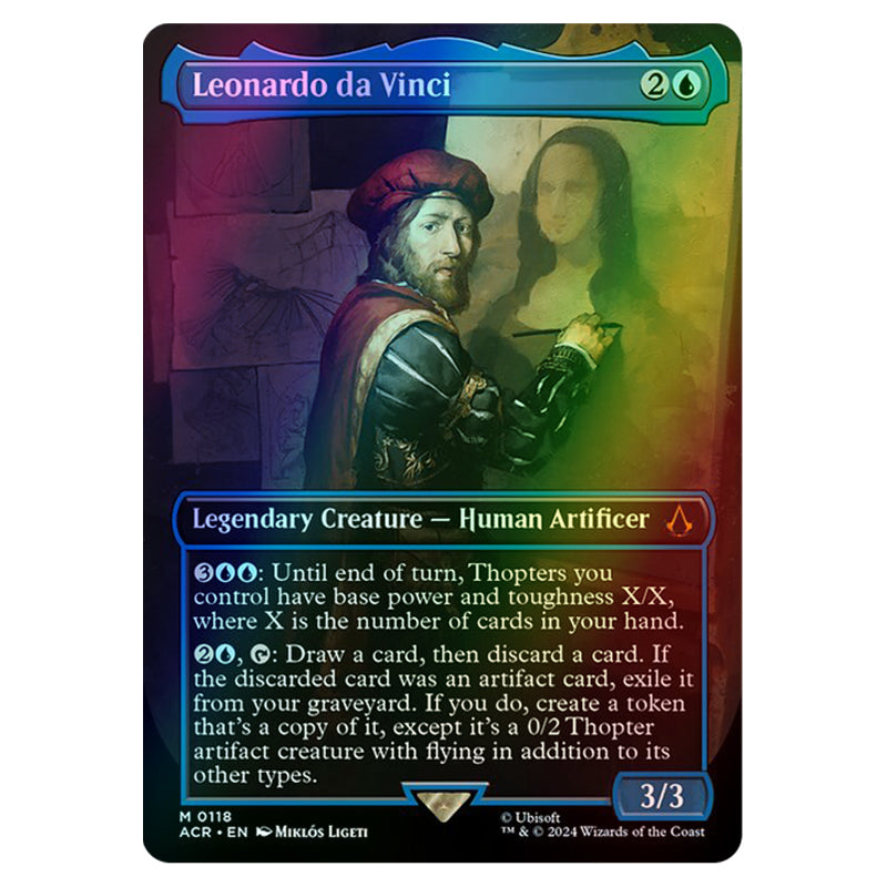 leonardo da vinci mtg card MTG Leonardo Da Vinci Serialized 131/500 Foil PSA 9 Assassin's Creed 1 Of A Kind