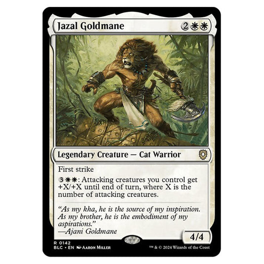 Jazal Goldmane 0142 card from the Magic The Gathering set Bloomburrow Commander