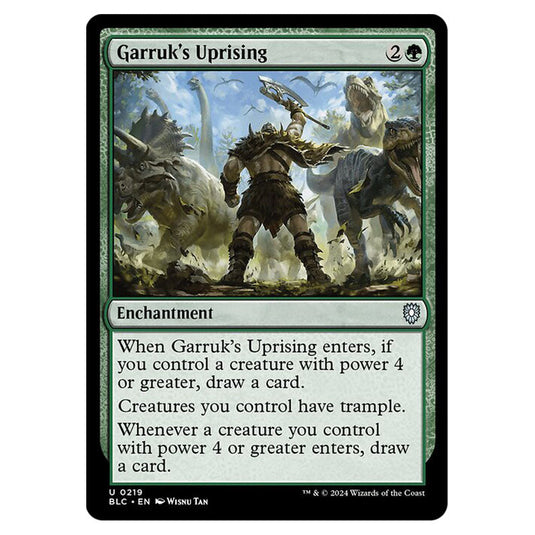 Garruk's Uprising 0219 card from the Magic The Gathering set Bloomburrow Commander