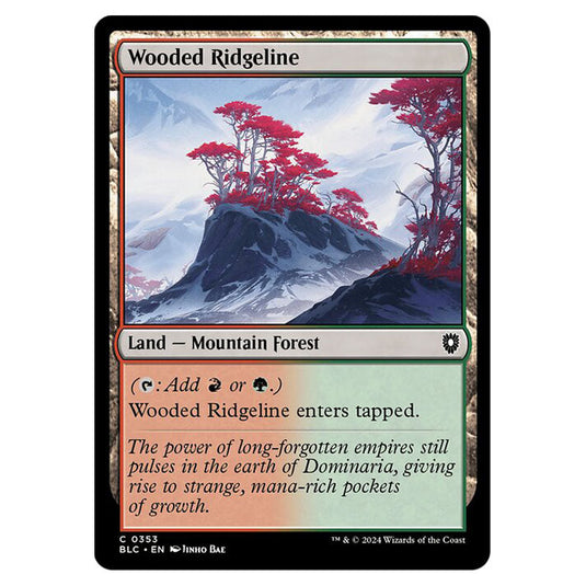 Wooded Ridgeline 0353 card from the Magic The Gathering set Bloomburrow Commander