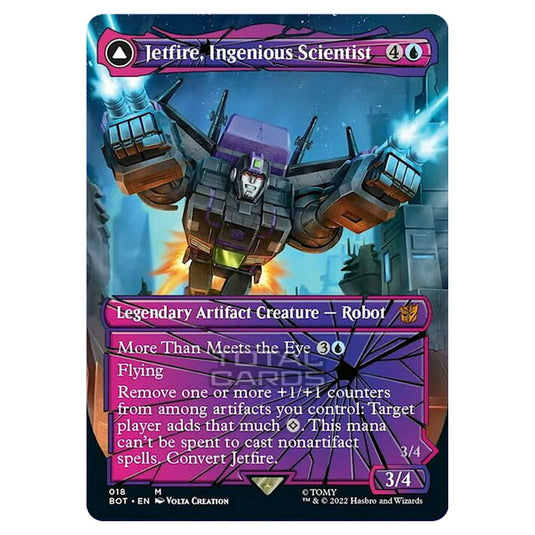 Magic The Gathering - The Brothers War - Transformers - Jetfire, Ingenious Scientist / Jetfire, Air Guardian (Shattered Glass Card) - 018/15