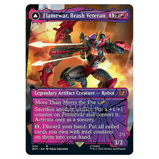 Magic The Gathering - The Brothers War - Transformers - Flamewar, Brash Veteran / Flamewar, Streetwise Operative (Shattered Glass Card) - 024/15