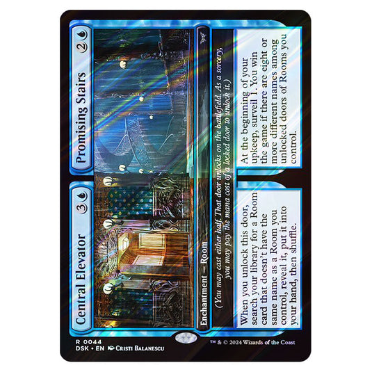 Central Elevator // Promising Stairs 0044 card from the Magic The Gathering set Duskmourn: House of Horror