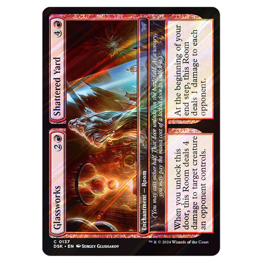 Glassworks // Shattered Yard 0137 card from the Magic The Gathering set Duskmourn: House of Horror