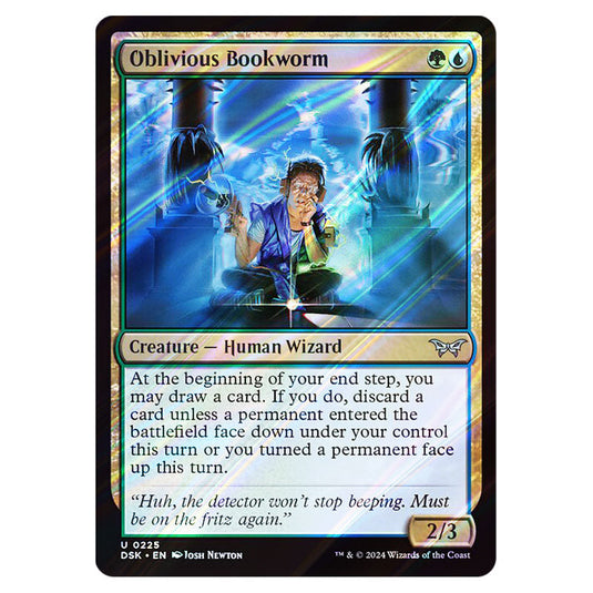 Oblivious Bookworm 0225 card from the Magic The Gathering set Duskmourn: House of Horror