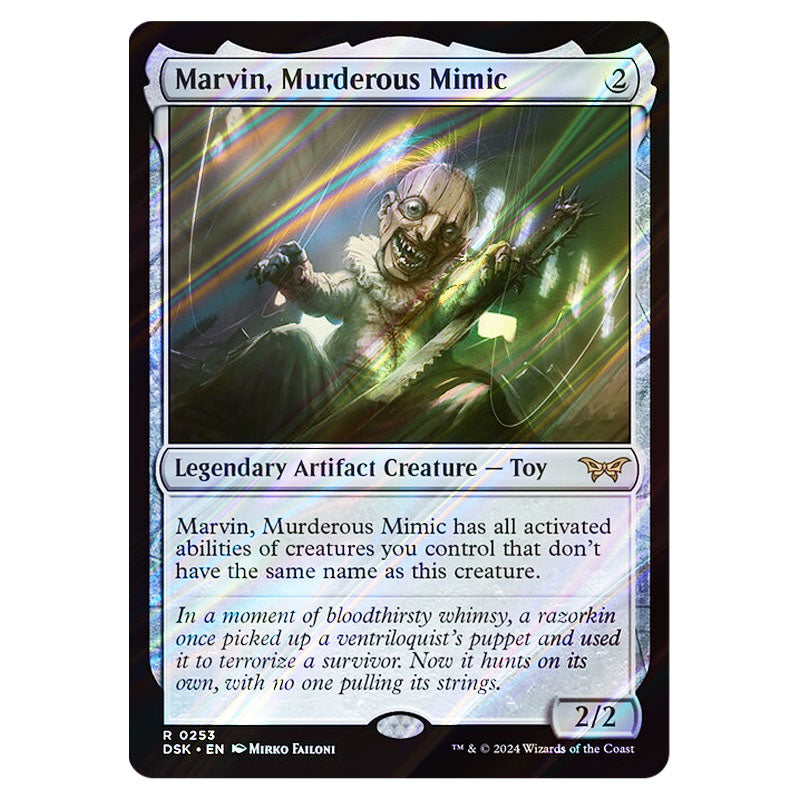 marvin mtg card Marvin, Murderous Mimic Murderous Mimic has all activated abilities of creatures you control that dont have the same name as this creature. Marvin, Murderous Mimic - Full