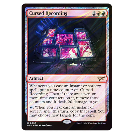 Cursed Recording 0296 card from the Magic The Gathering set Duskmourn: House of Horror