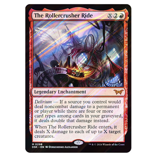 The Rollercrusher Ride 0298 card from the Magic The Gathering set Duskmourn: House of Horror