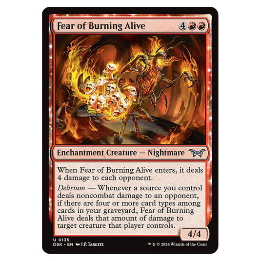 Fear of Burning Alive 0135 card from the Magic The Gathering set Duskmourn: House of Horror