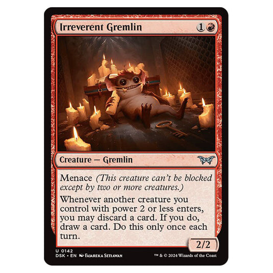 Irreverent Gremlin 0142 card from the Magic The Gathering set Duskmourn: House of Horror