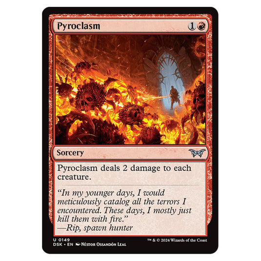 Pyroclasm 0149 card from the Magic The Gathering set Duskmourn: House of Horror