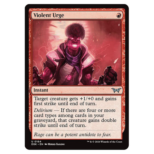 Violent Urge 0164 card from the Magic The Gathering set Duskmourn: House of Horror