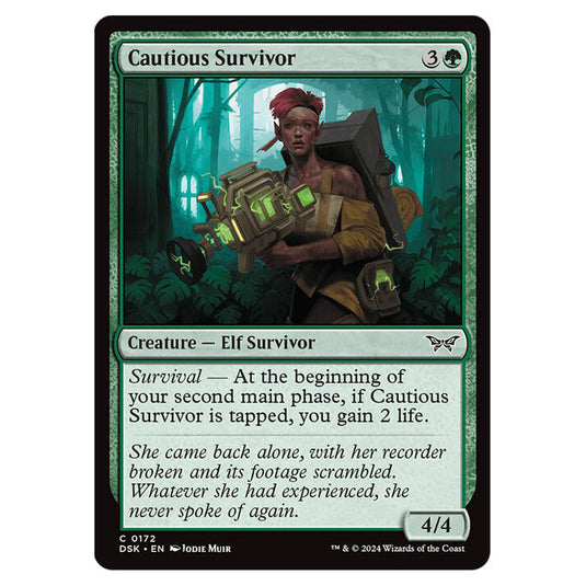Cautious Survivor 0172 card from the Magic The Gathering set Duskmourn: House of Horror