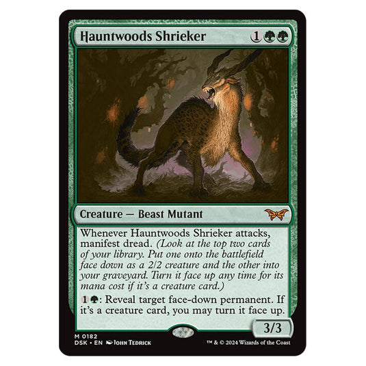 Hauntwoods Shrieker 0182 card from the Magic The Gathering set Duskmourn: House of Horror