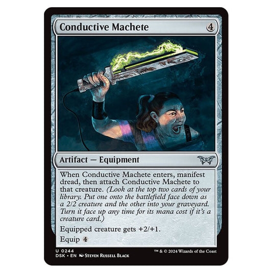 Conductive Machete 0244 card from the Magic The Gathering set Duskmourn: House of Horror