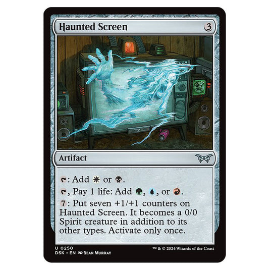 Haunted Screen 0250 card from the Magic The Gathering set Duskmourn: House of Horror