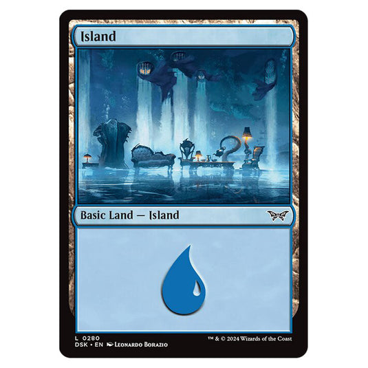 Island 0280 card from the Magic The Gathering set Duskmourn: House of Horror