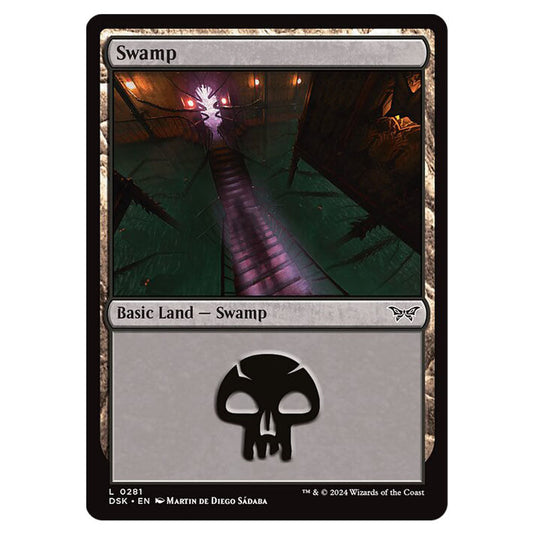 Swamp 0281 card from the Magic The Gathering set Duskmourn: House of Horror