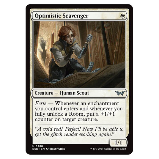 Optimistic Scavenger 0288 card from the Magic The Gathering set Duskmourn: House of Horror
