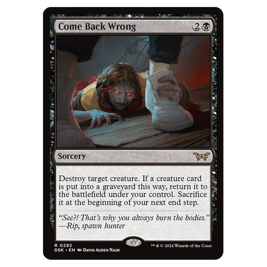 Come Back Wrong 0292 card from the Magic The Gathering set Duskmourn: House of Horror