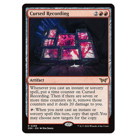 Cursed Recording 0296 card from the Magic The Gathering set Duskmourn: House of Horror