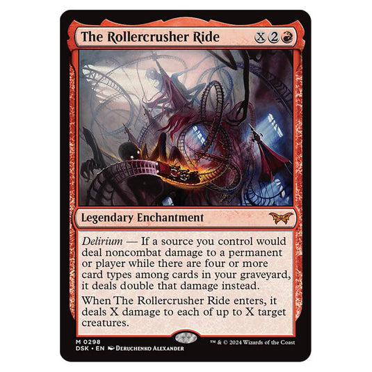 The Rollercrusher Ride 0298 card from the Magic The Gathering set Duskmourn: House of Horror