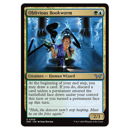 Oblivious Bookworm 0300 card from the Magic The Gathering set Duskmourn: House of Horror