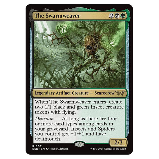 The Swarmweaver 0301 card from the Magic The Gathering set Duskmourn: House of Horror