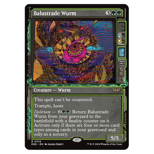 Balustrade Wurm 0319 card from the Magic The Gathering set Duskmourn: House of Horror