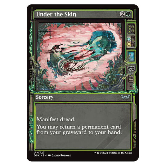 Under the Skin 0323 card from the Magic The Gathering set Duskmourn: House of Horror