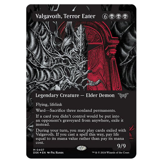 Valgavoth, Terror Eater 0407 card from the Magic The Gathering set Duskmourn: House of Horror