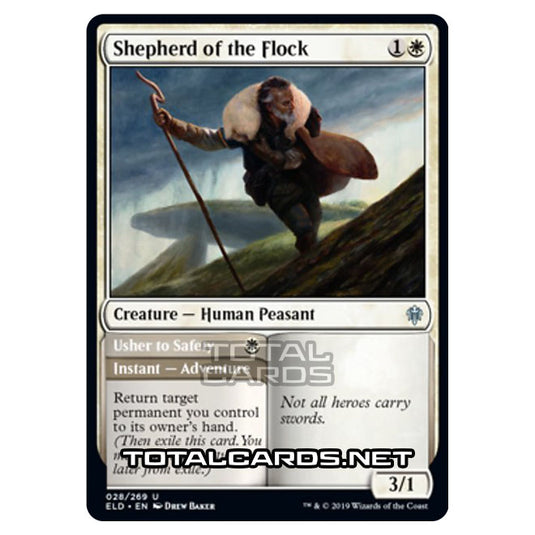 Magic The Gathering - Throne of Eldraine - Shepherd of the Flock // Usher to Safety - 28/269