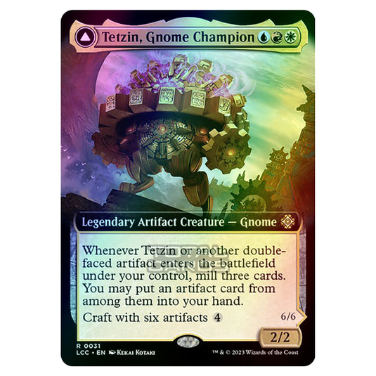 Magic The Gathering - The Lost Caverns of Ixalan - Commander - Tetzin, Gnome Champion // The Golden-Gear Colossus (Extended Art Card) - 0031 (Foil)